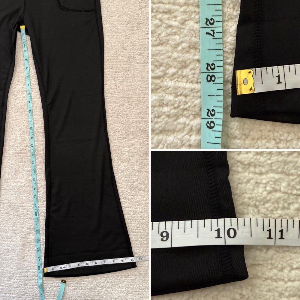 Womens Size Large Black Flared Knit Pull On Pants With Pockets - Picture 6 of 9